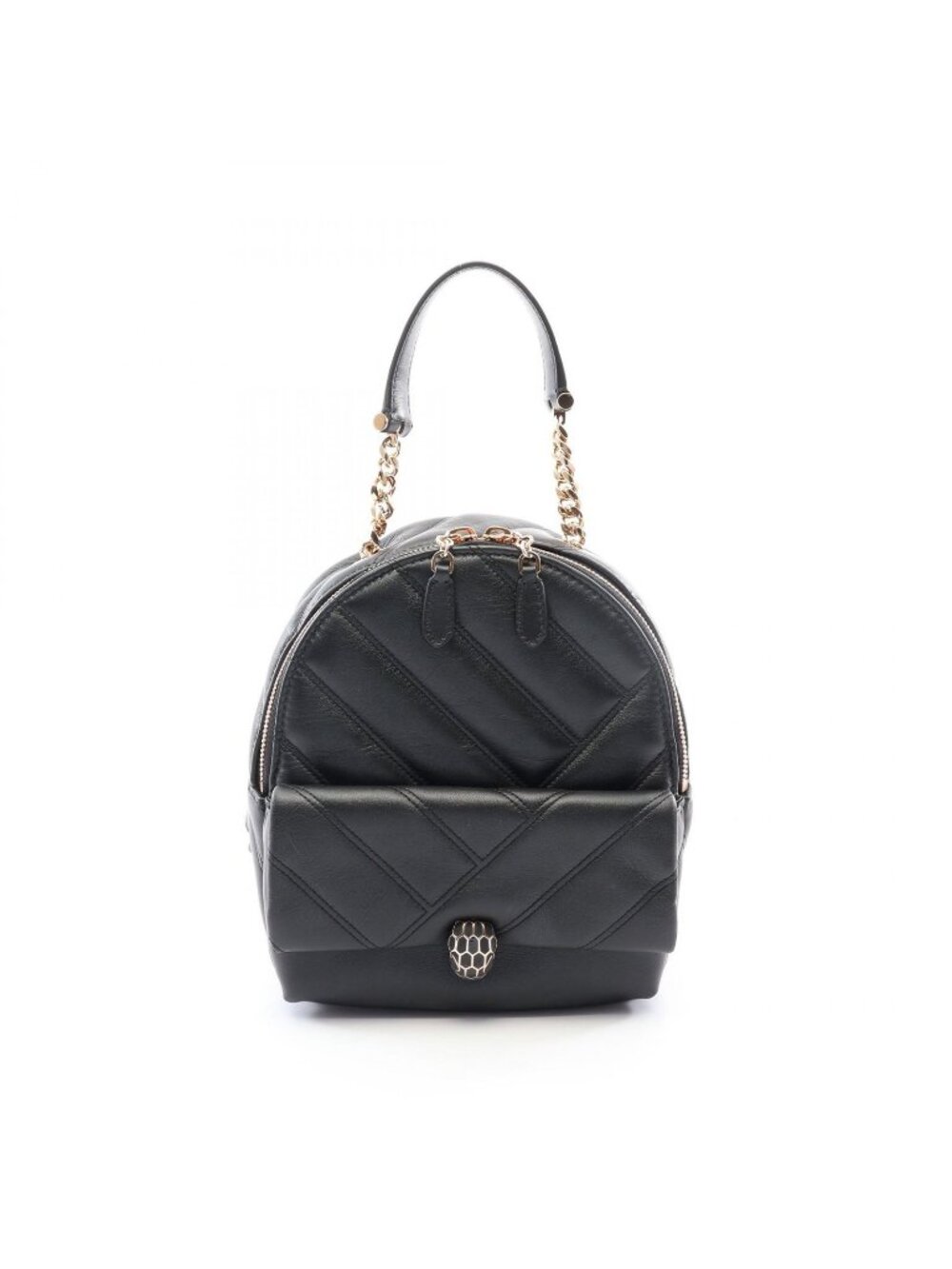 Bvlgari Backpack Serpenti Cabochon Black Leather Forever